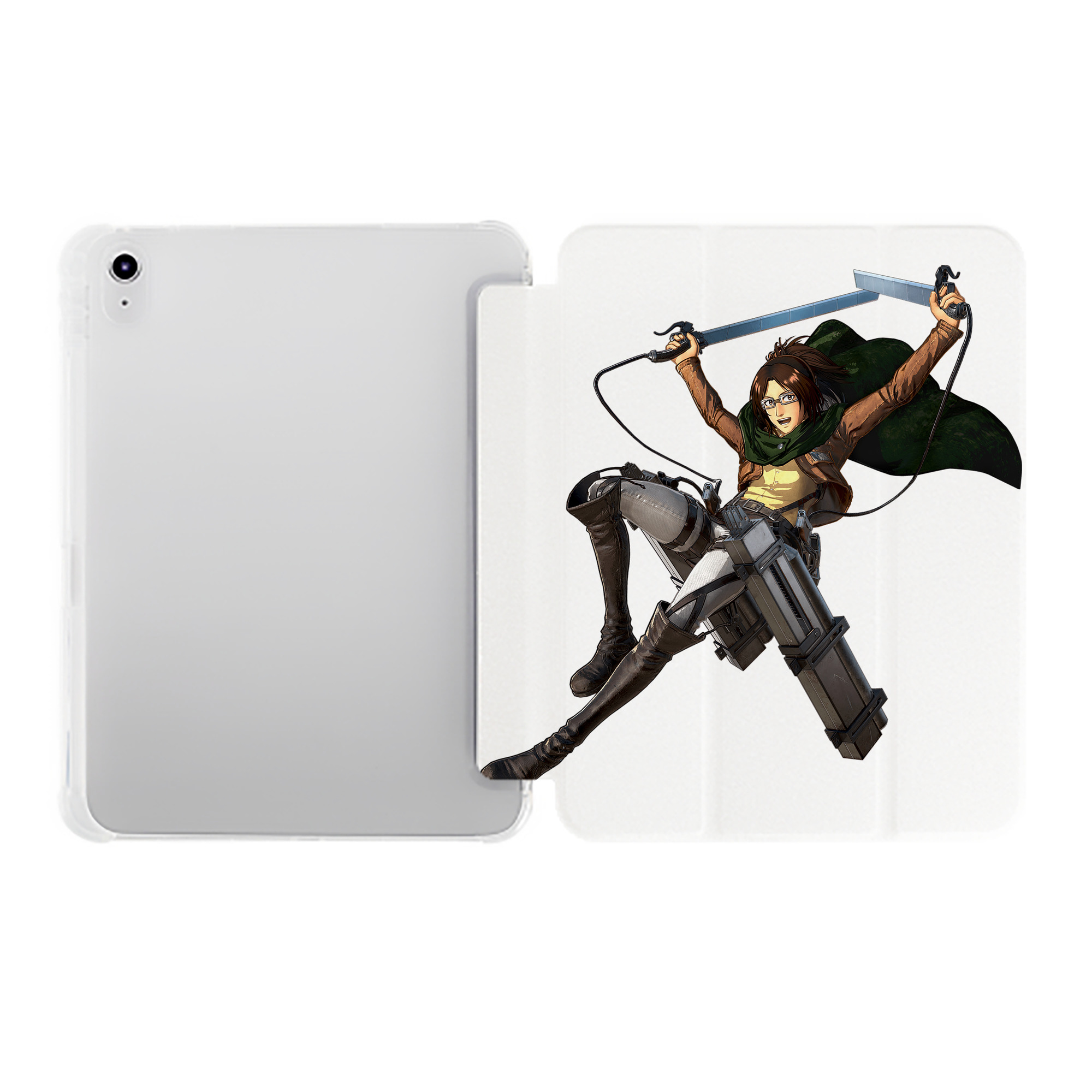 （画像用） 進撃の巨人 ハンジ·ゾエ Attack on Titan Hanji Zoe IPad ケース ペン収納付き 三つ折りスタンド PUレザー×シリコン 対応機種9.5/10.5/10.9インチ